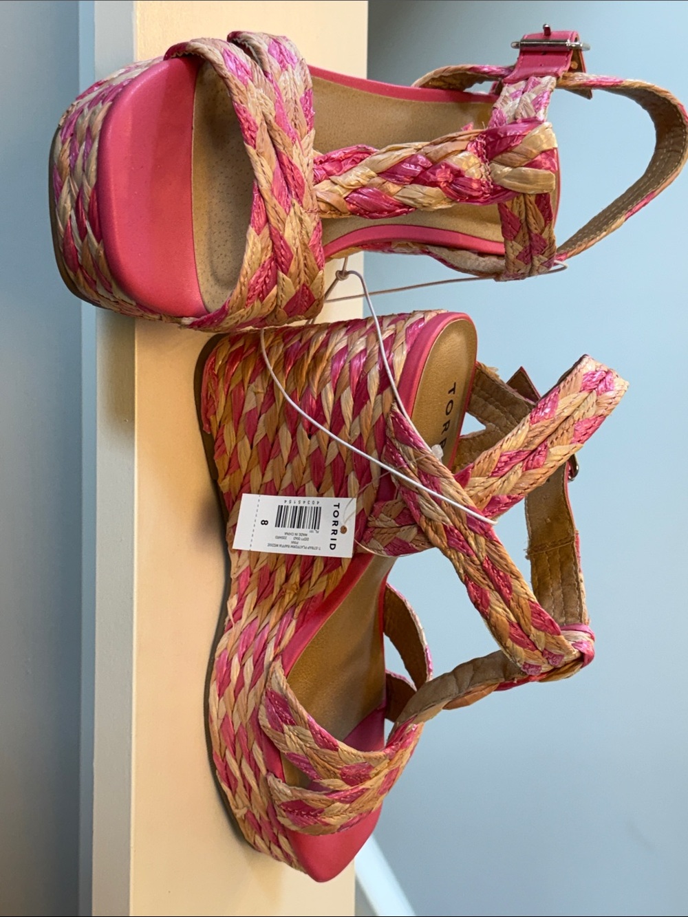 torrid Pink Braided Espadrille Wedge Sandals 8w - Picture 3 of 4